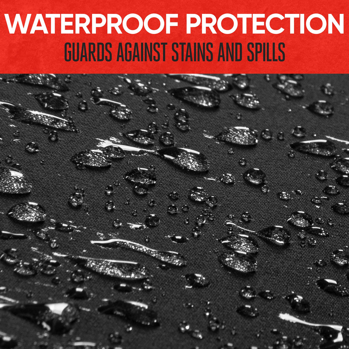 Motor Trend waterproof demo with spilled liquid beading for easy cleanup