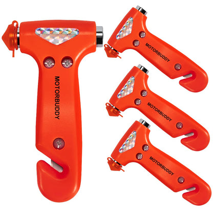 MOTORBUDDY front view of four red safety hammers for fast access