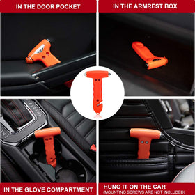 MOTORBUDDY family placing hammer in car before a road trip for protection