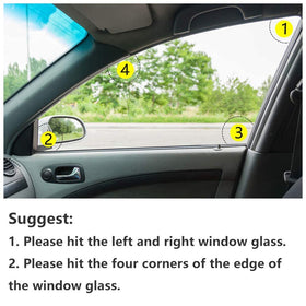 MOTORBUDDY next to sunglasses showing compact size and portability