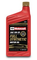 Motorcraft 5W-20 case front view showing label and container, clear OEM identification and convenience