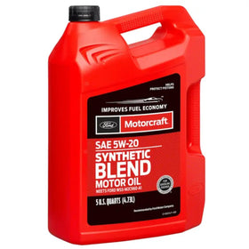 Motorcraft label closeup highlighting Ford-approved specification and benefits