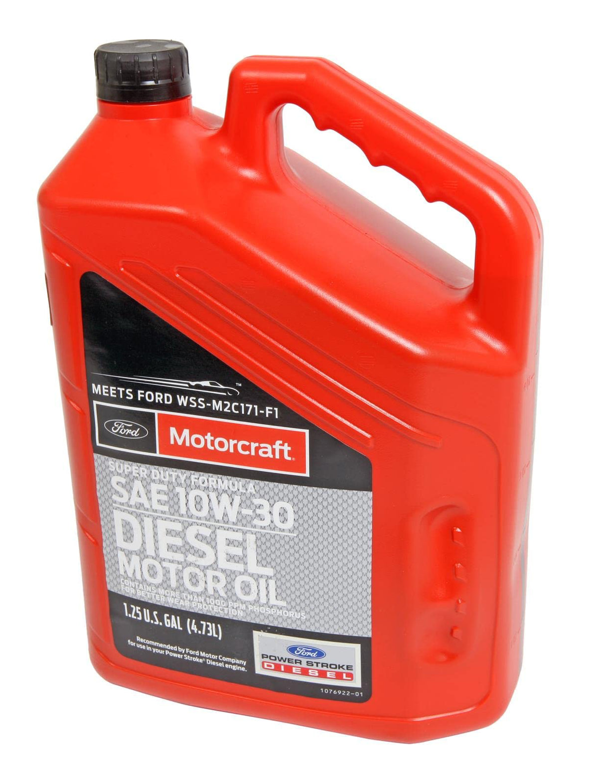 Motorcraft oil front label showing part XO‑10W30‑5QSD and brand clarity for correct selection