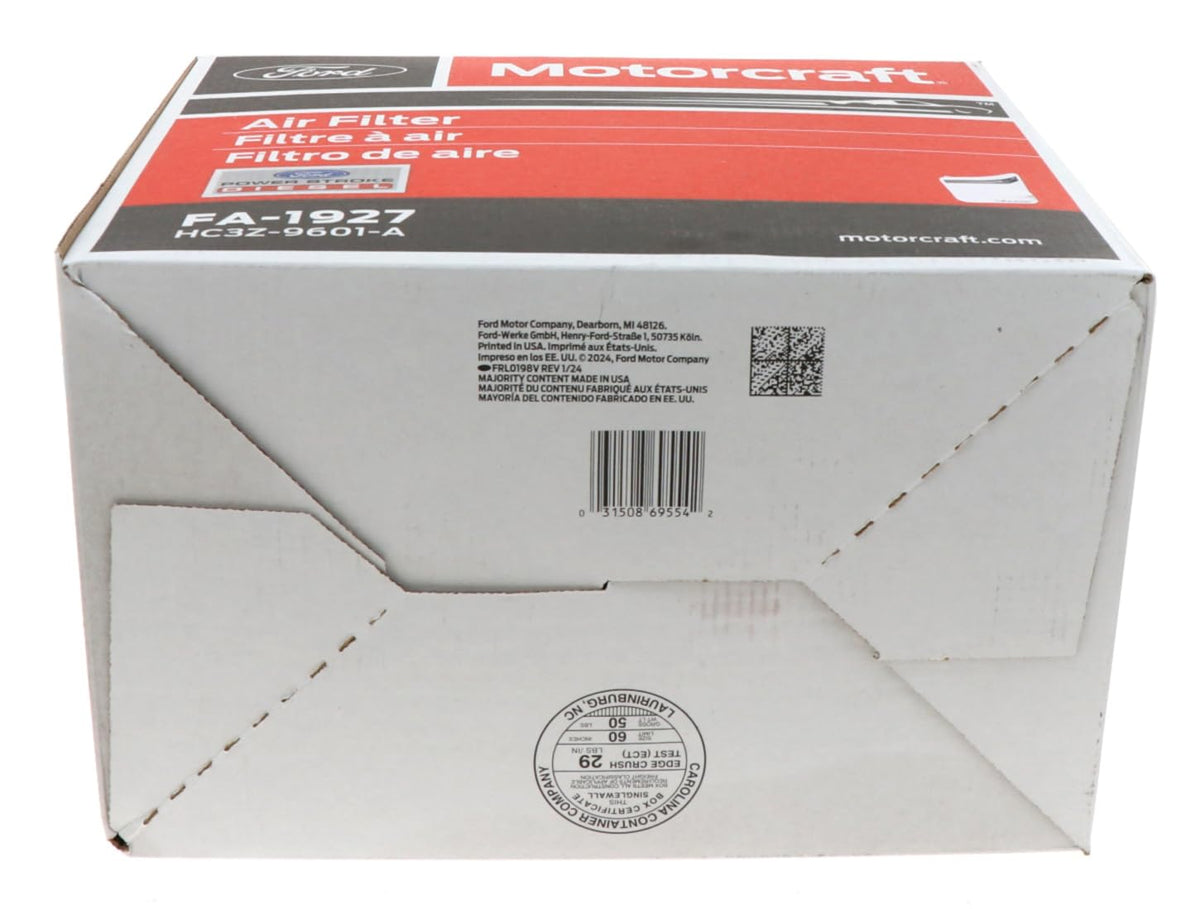Motorcraft FA1927 retail packaging and label showing origin and warranty clarity