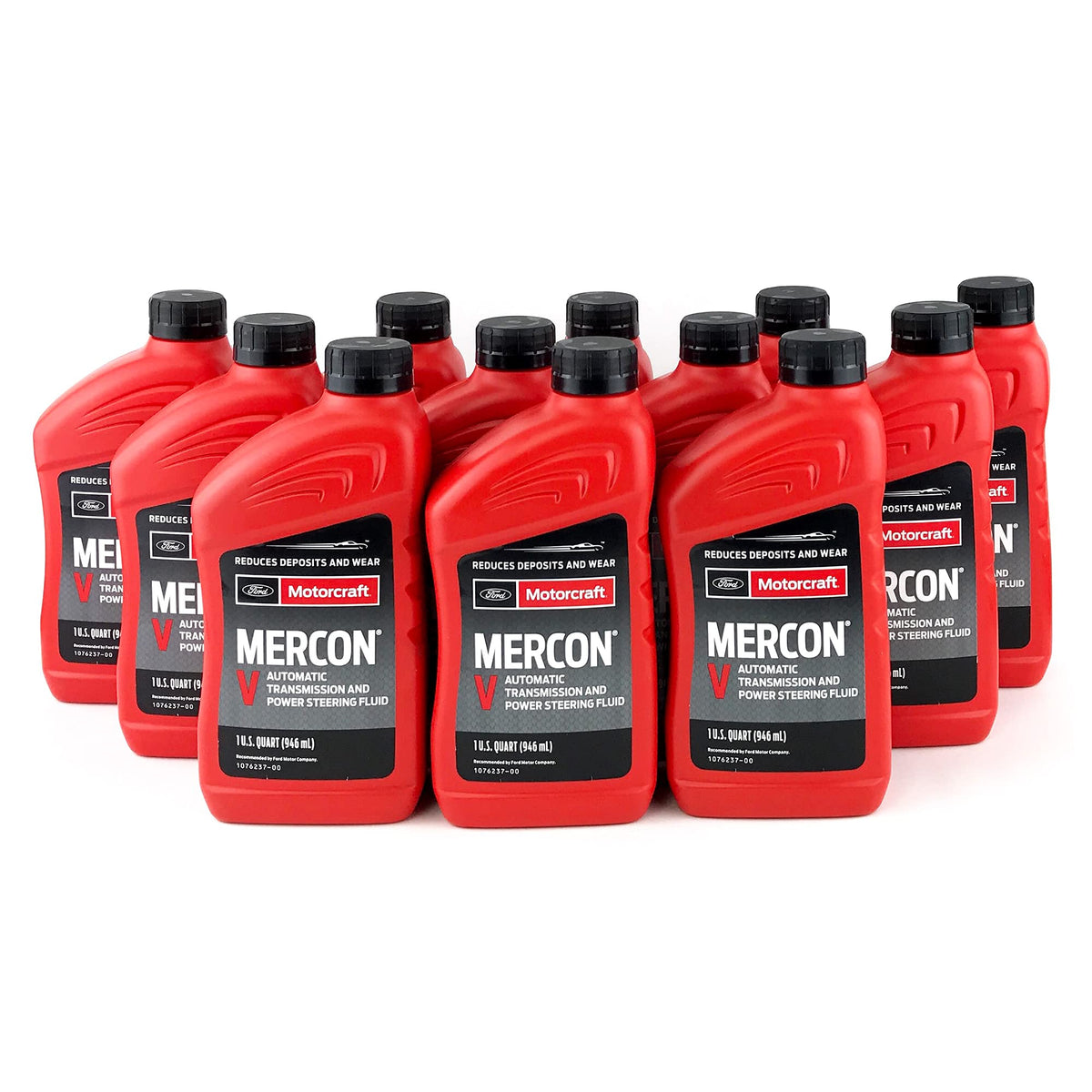 Motorcraft XT5QMC case front packaging showing 12 quarts and product label benefit convenience