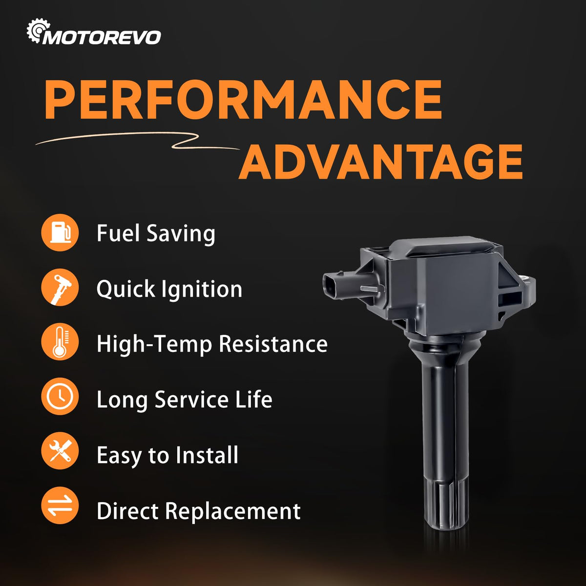 Motorevo ignition coil copper winding closeup showing quality and performance