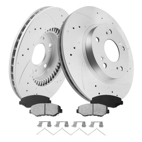 Motorevo front brake kit packaging showing full contents and easy compatibility