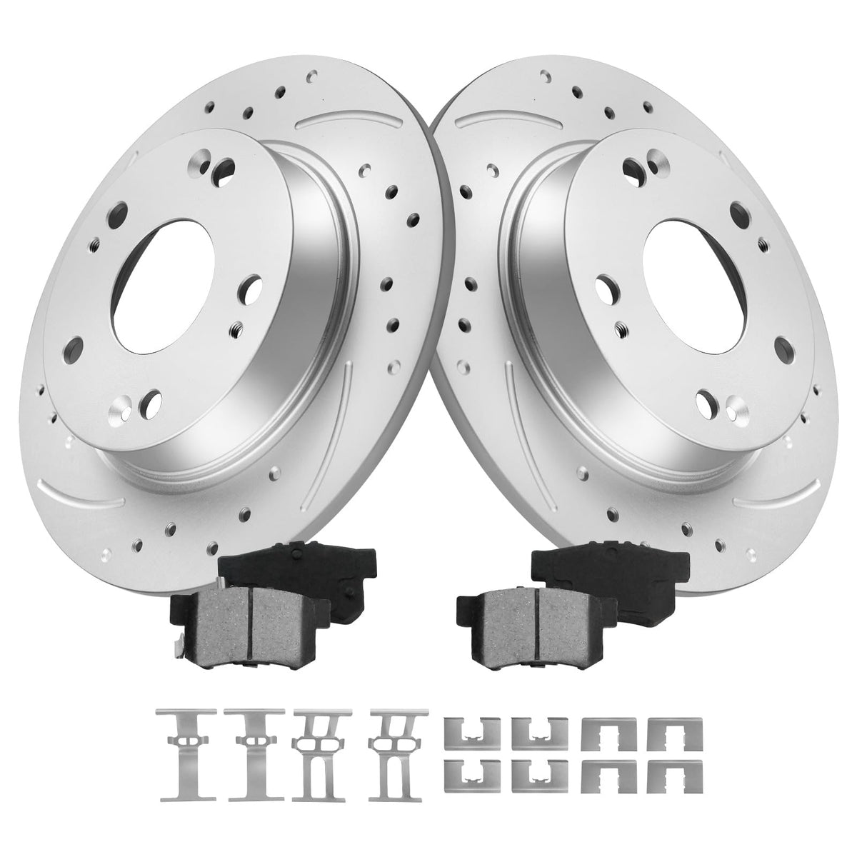 MOTOREVO rotor front view showing bolt pattern and uniform finish, benefits durable fitment