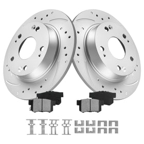 MOTOREVO rotor front view showing bolt pattern and uniform finish, benefits durable fitment