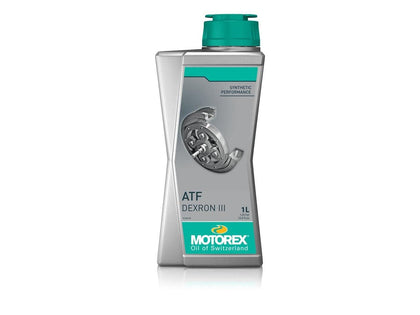 Motorex bottle front view showing label and 1L size for correct fluid selection