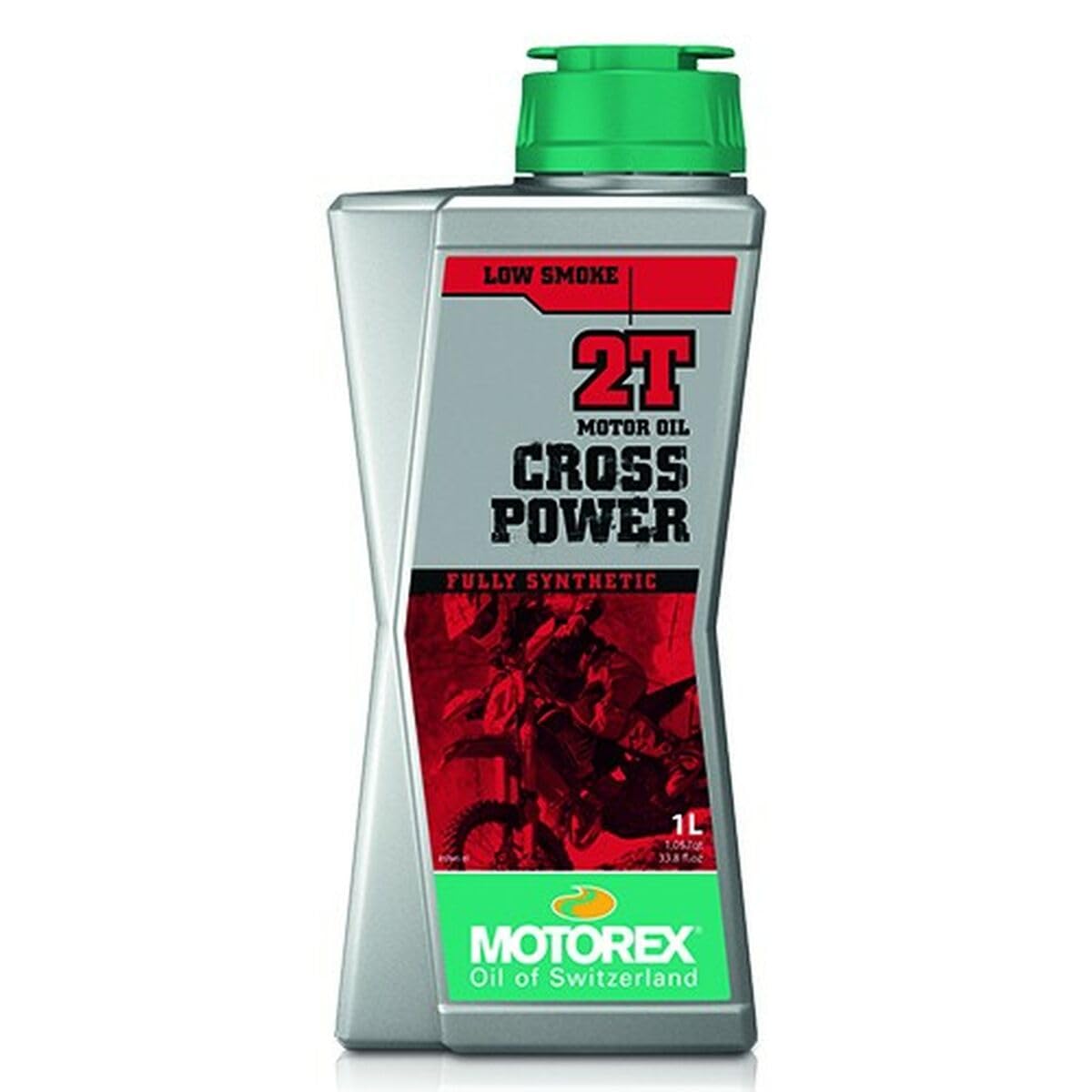 Motorex Cross Power 2T front bottle view showing brand and racing focus benefits
