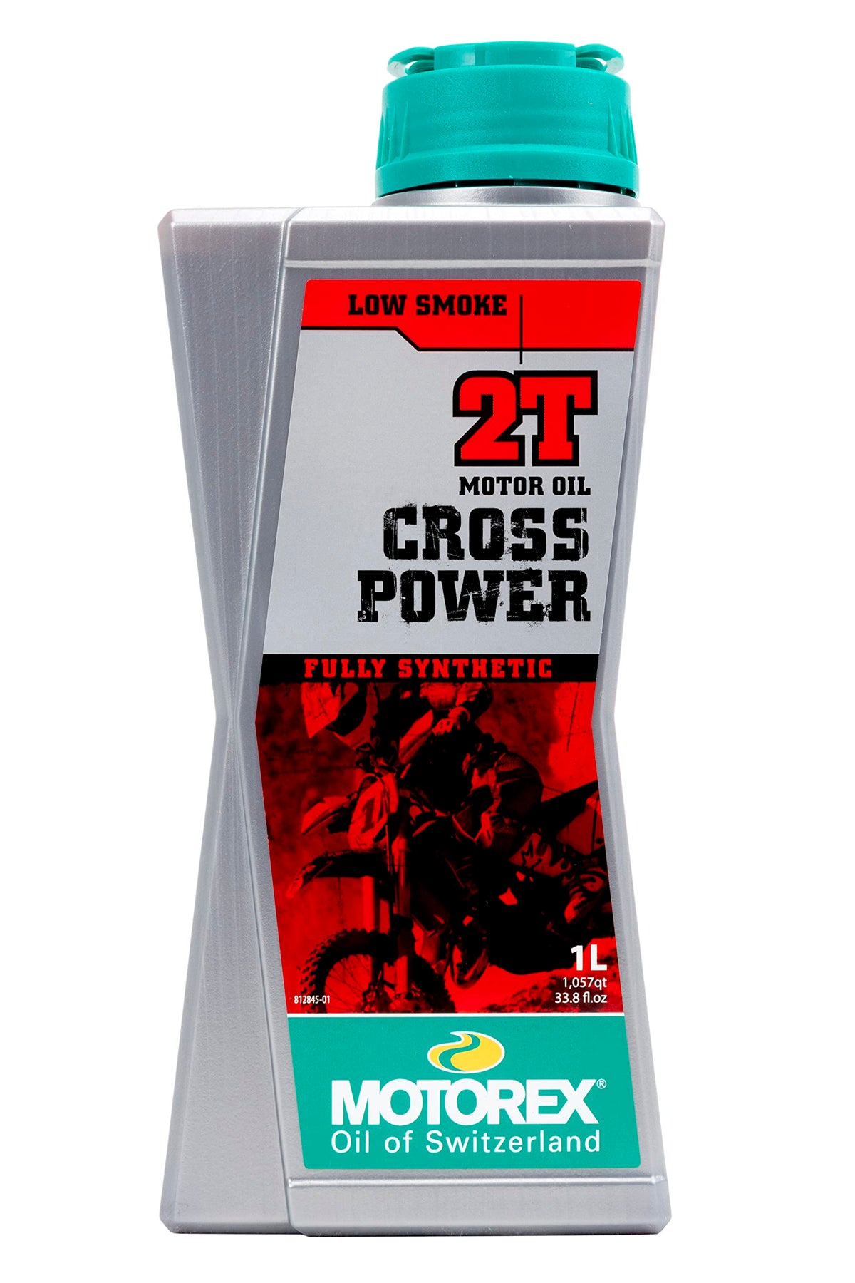 Close-up oil drop texture of Motorex Cross Power 2T showing smooth viscosity benefit