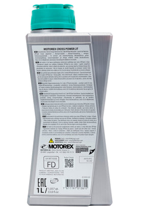 Motorex Cross Power 2T beside an off-road motorcycle showing race-ready protection