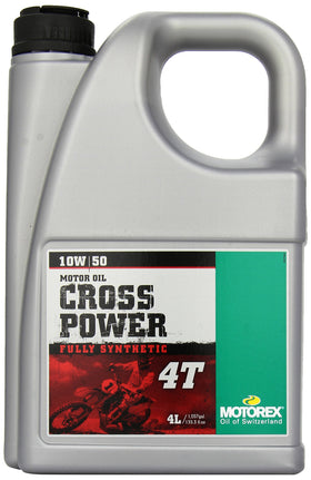 Motorex Cross Power 4T front can showing label and 4L size, clear product ID benefit