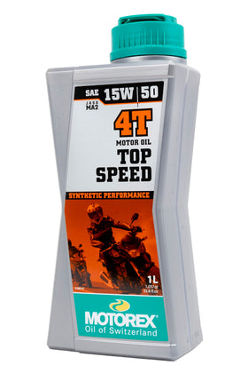 Motorex bottle next to motorcycle engine showing application use