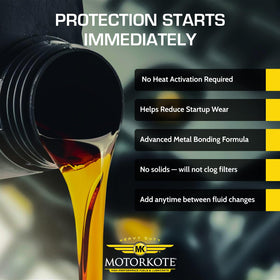 Motorkote used in engine bay illustrating reduced friction protection