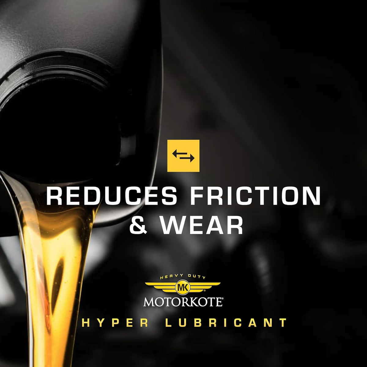 Motorkote being poured into engine oil fill demonstrating brand reducing friction