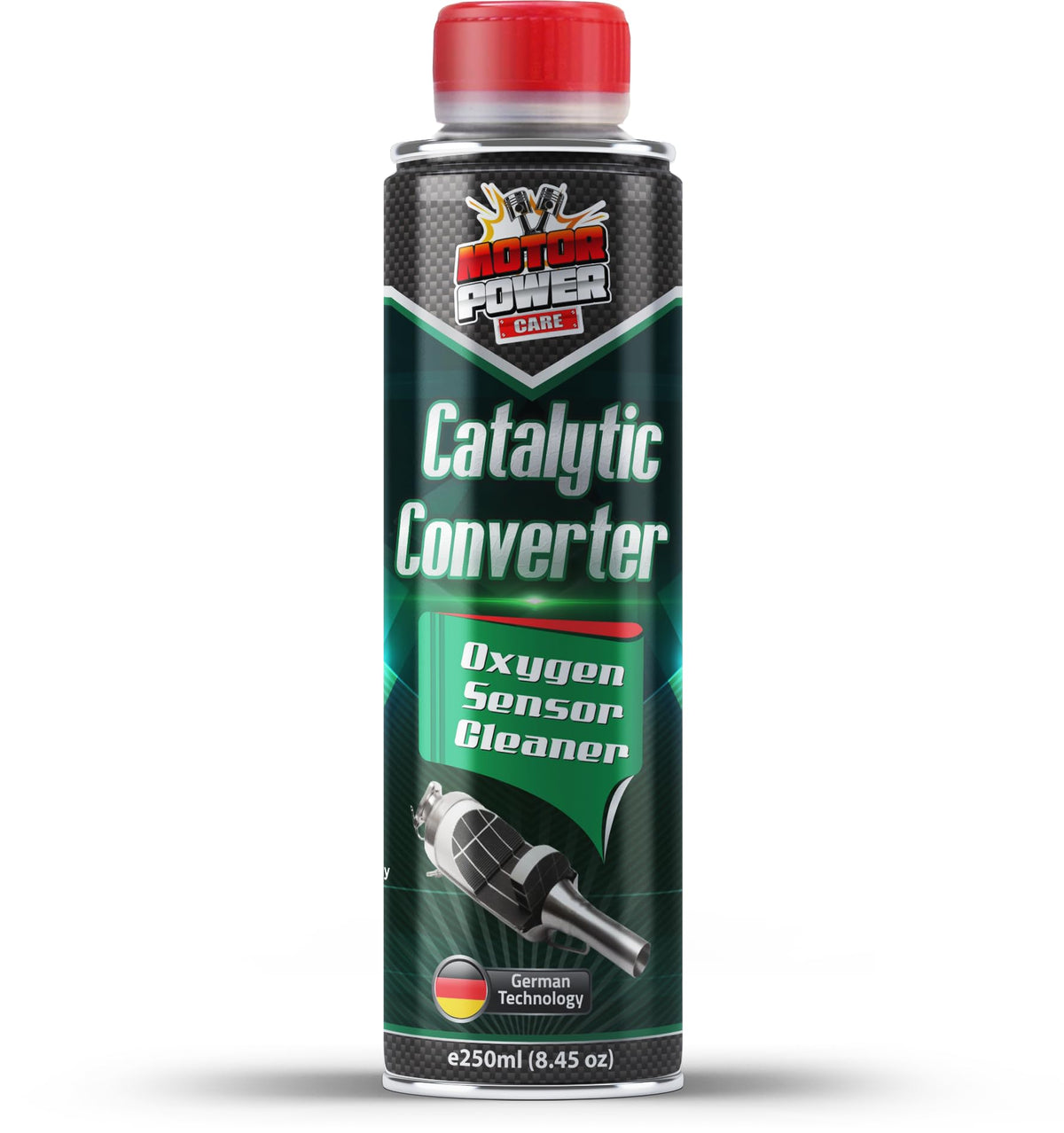 MotorPower Care bottle front label showing product and size benefit: clear identification and usage