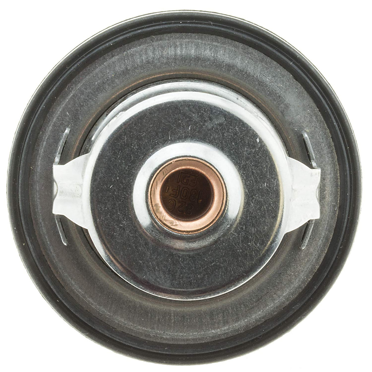 MotoRad thermostat size comparison with ruler illustrating compact OEM fit