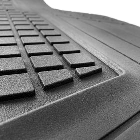 Motor Trend rinsing mat with hose showing effortless maintenance and quick drying
