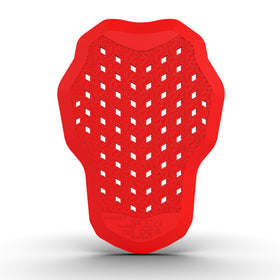 MOTOSTYLEWEAR red back protector front view showing slim profile and coverage