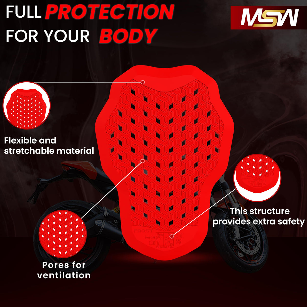MOTOSTYLEWEAR protector inserted in jacket pocket demonstrating secure fit and low bulk