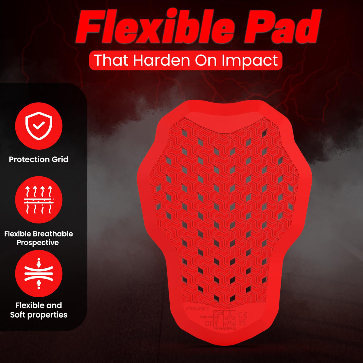 MOTOSTYLEWEAR pad held in hand to show compact size and lightweight benefit
