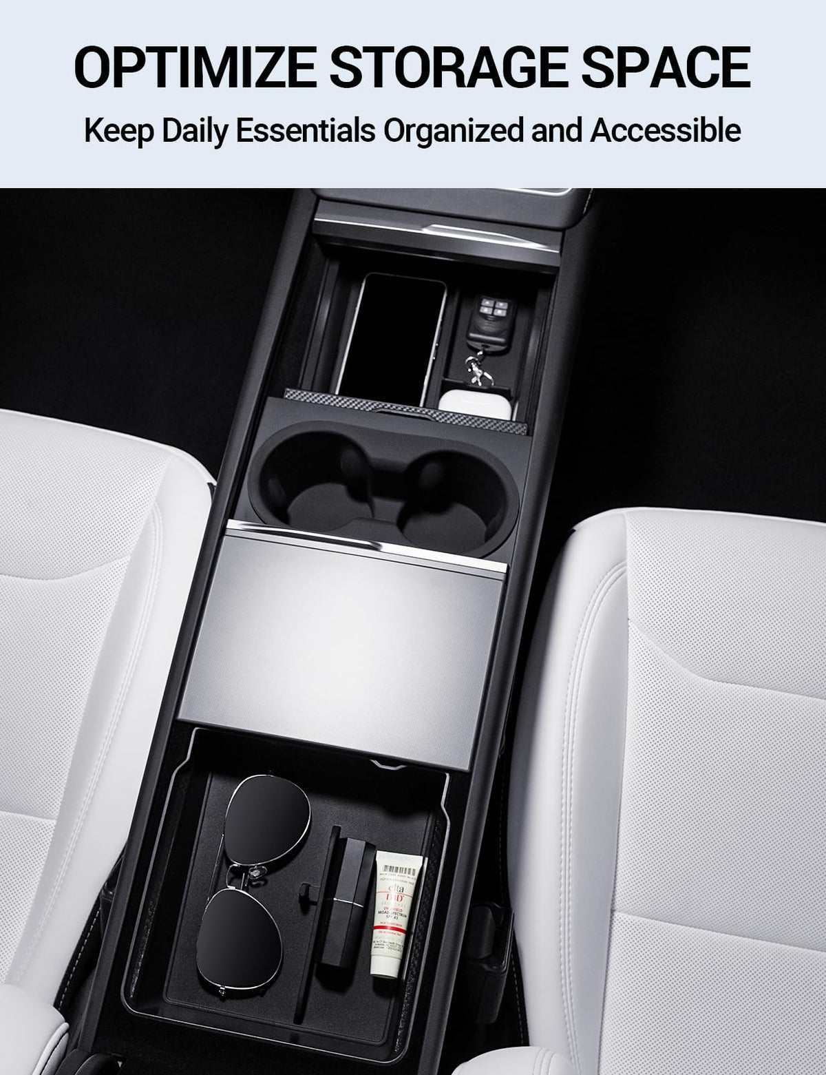 Motrobe armrest hidden box open showing discreet secure storage benefit
