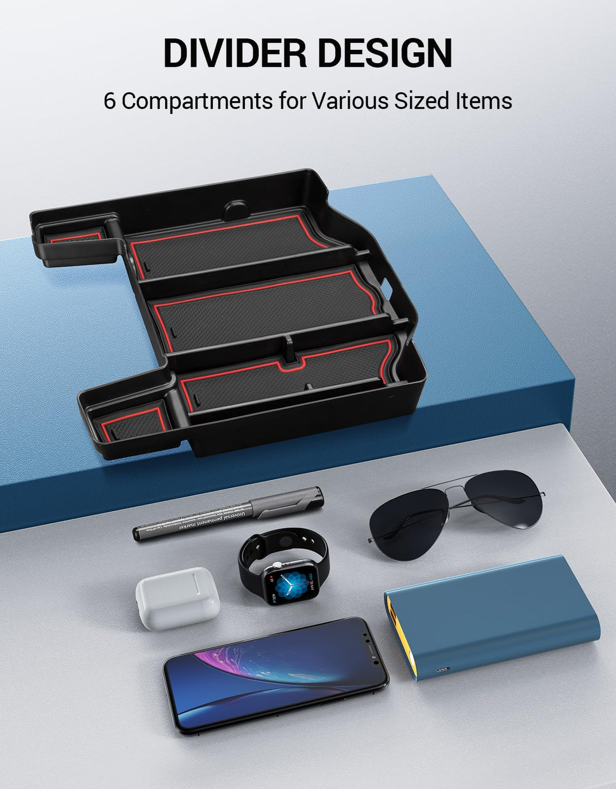 Motrobe detailed silicone liners preventing item movement and noise