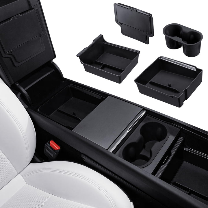 Motrobe front console tray showing neat storage and easy access benefit