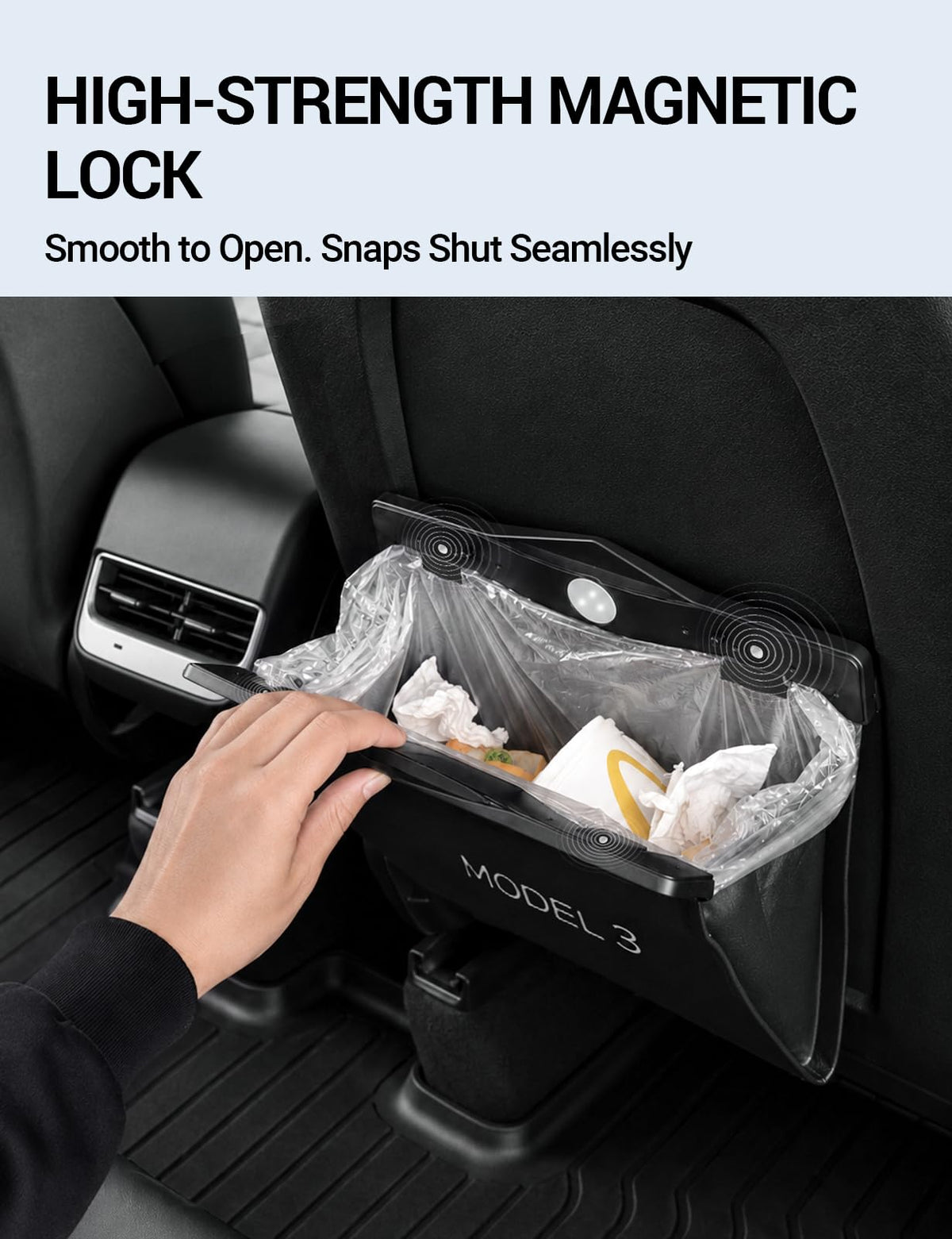 Motrobe magnetic flap detail demonstrating secure quick-close convenience