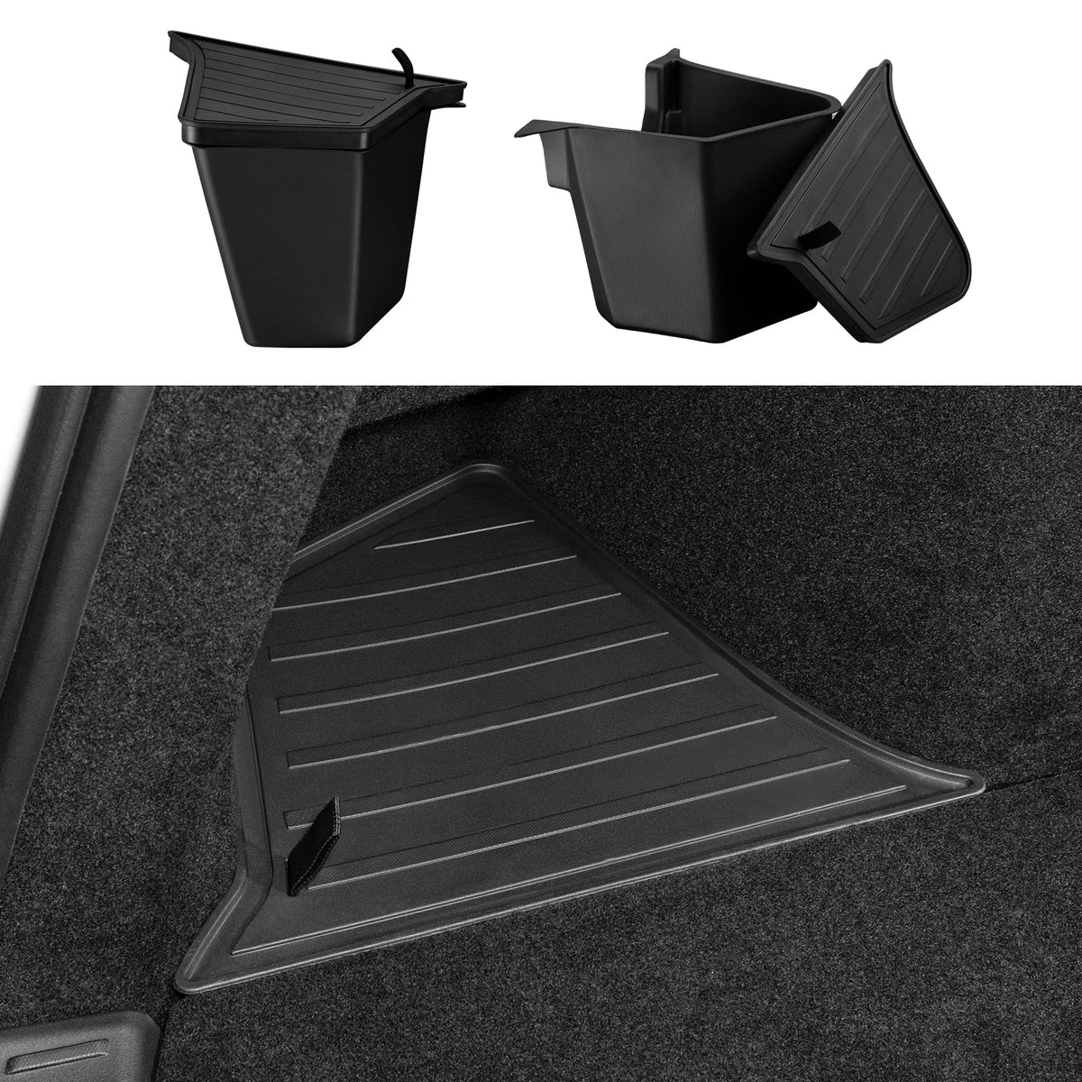 Motrobe front view of trunk organizer showing neat fit and expanded storage
