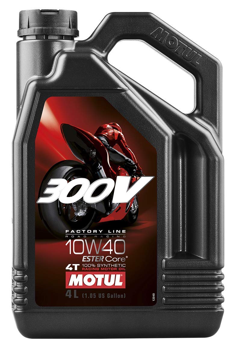 Motul 300V front packaging showing label and benefits for high-performance engines