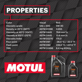 Motul 7100 label closeup highlighting specs and approvals for confident compatibility