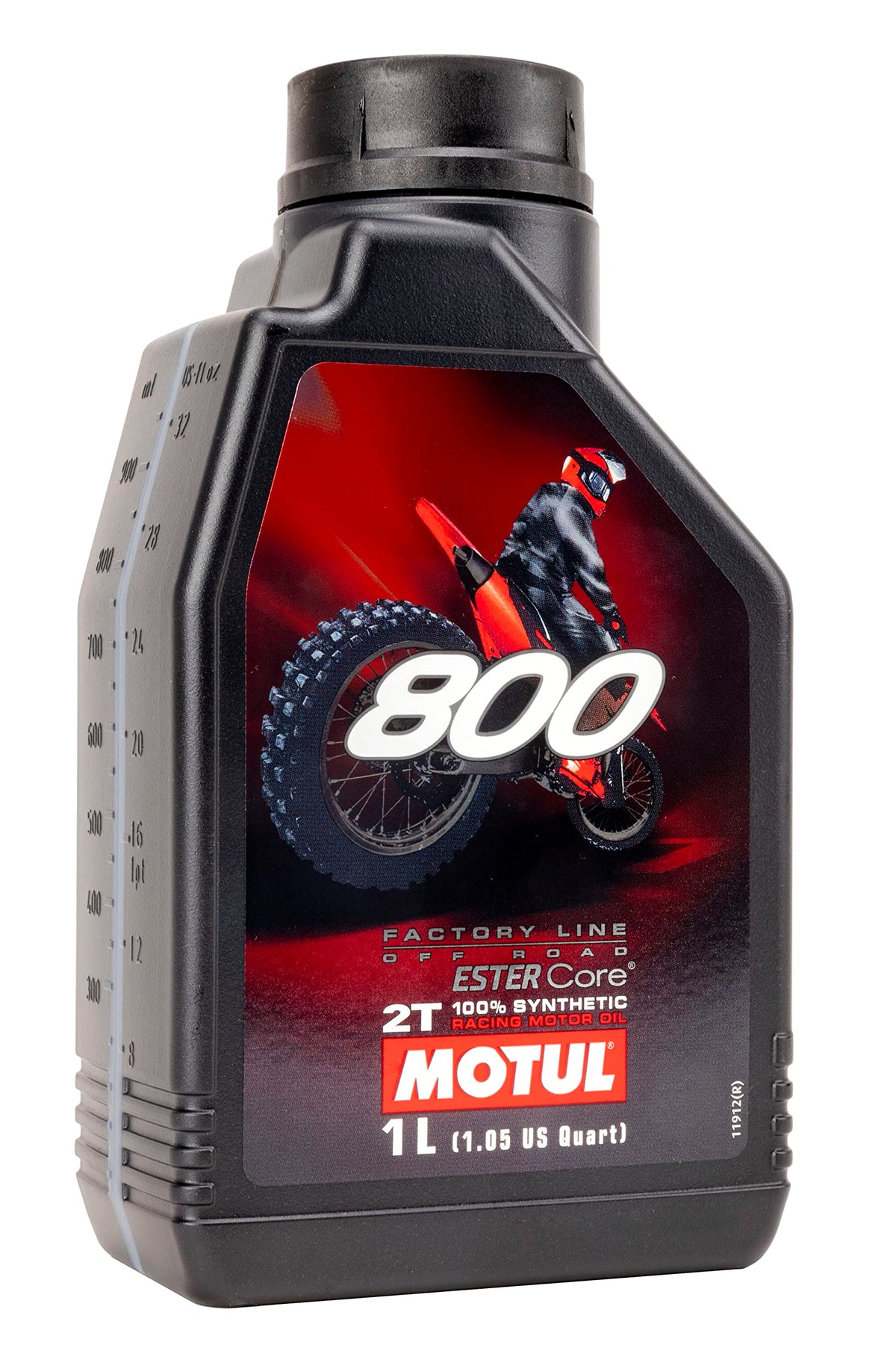 Motul 800-2T mixing premix in fuel container demonstrating easy accurate blending