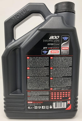 Motul 800-2T bottle next to a ruler to indicate size and convenient handling benefit