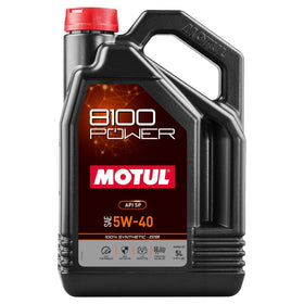 Motul 8100 Power front label showing product and performance benefits