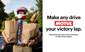 Motul 0W-20 capped container stored safely, emphasizing proper storage handling