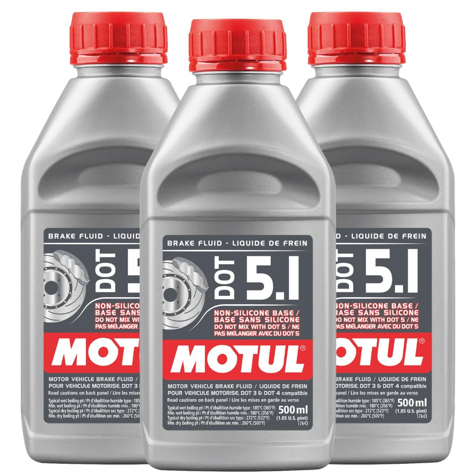Motul DOT 5.1 front packaging showing product and pack benefits