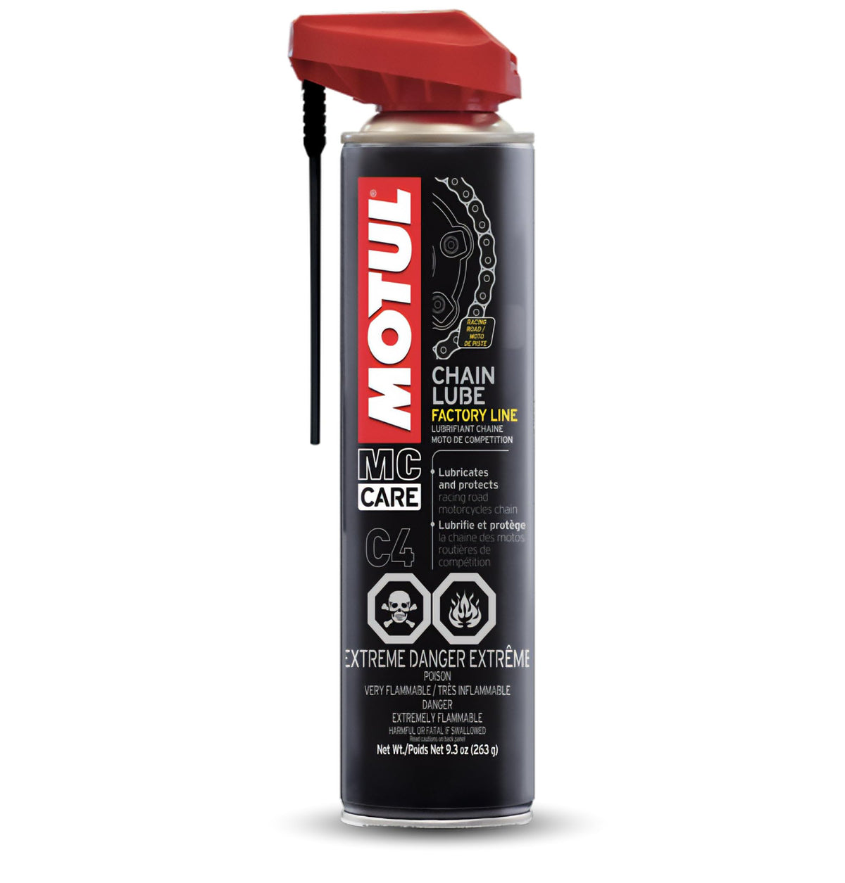 Motul front can showing label and racing branding for quick identification
