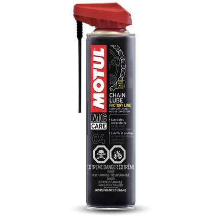 Motul front can showing label and racing branding for quick identification