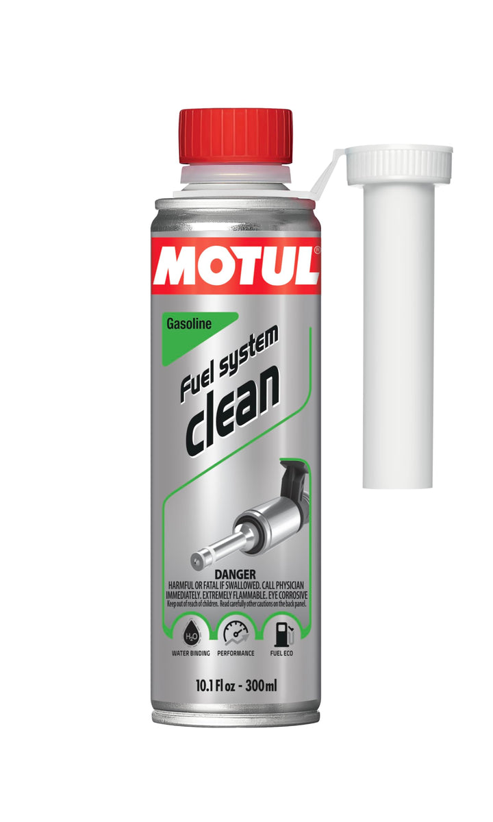 Motul fuel system clean front bottle showing label and volume benefit