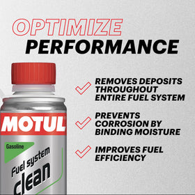 Motul fuel system clean close-up on injector with restored spray pattern benefit