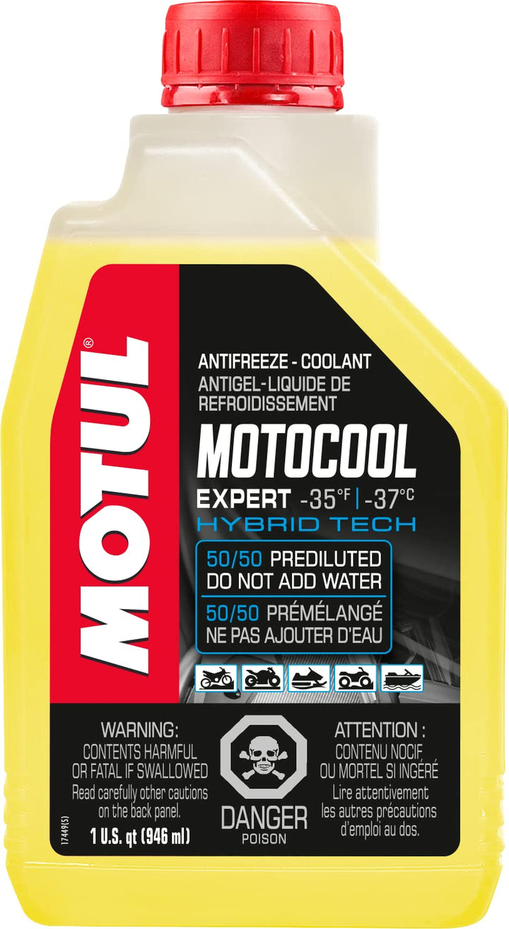 Motul Motocool Expert front packaging showing label and 1L size, clear product identification benefit