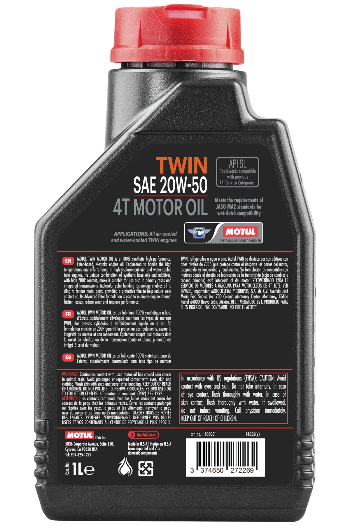 Motul premium black oil filter close-up showing hex nut for quick removal benefit