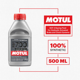 Motul RBF 700 pouring into reservoir demonstrating clean fill and quick service