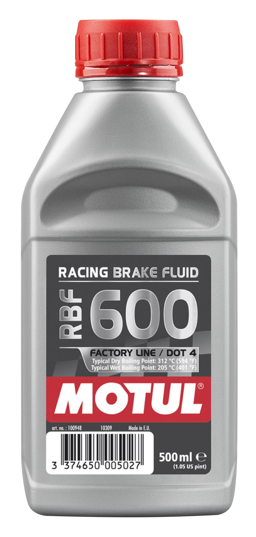 Motul RBF 600 front bottle showing label and racing credentials for confidence