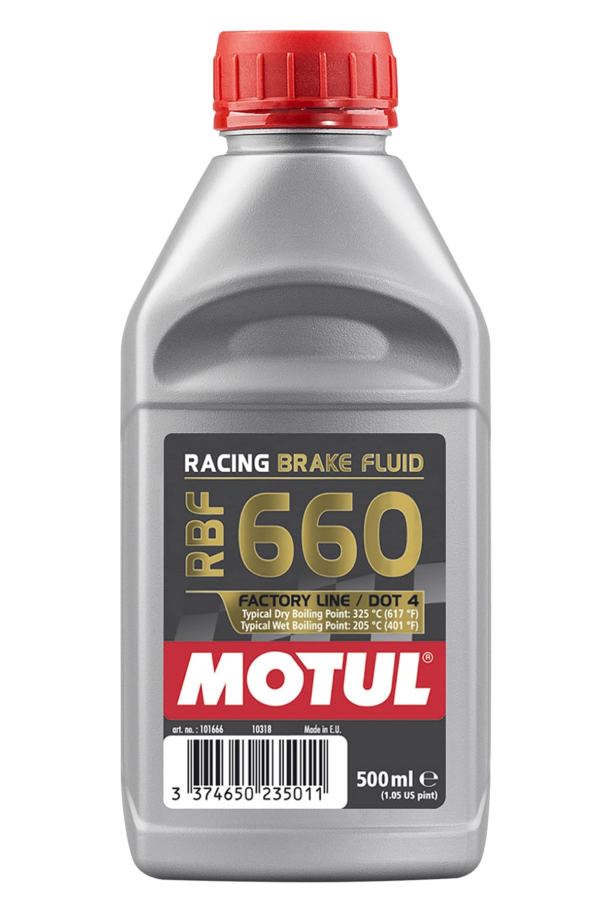 Motul RBF 660 front label showing product name and 500ml capacity benefits confident selection