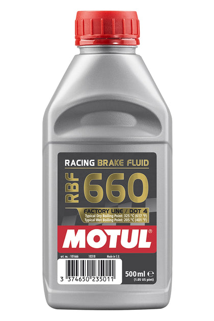 Motul RBF 660 front label showing product name and 500ml capacity benefits confident selection