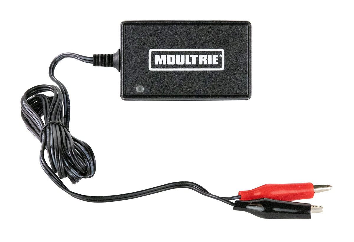Moultrie charger front view showing LEDs and cable for easy monitoring